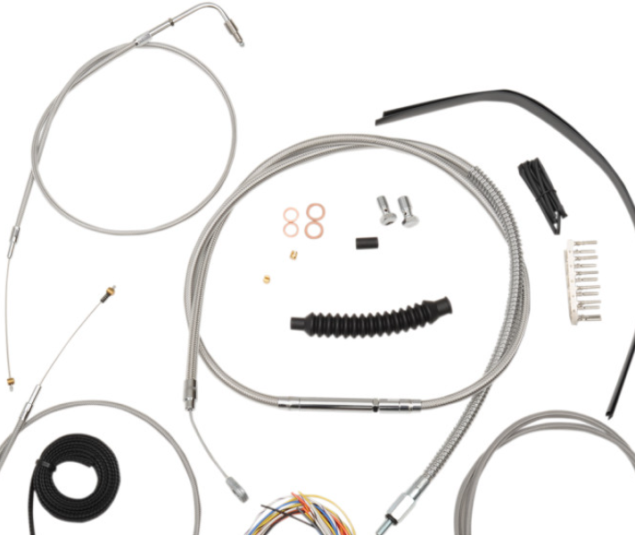 LA CHOPPERS - Complete Stainless Braided Handlebar Cable/Brake Line Kit — Cable Kit